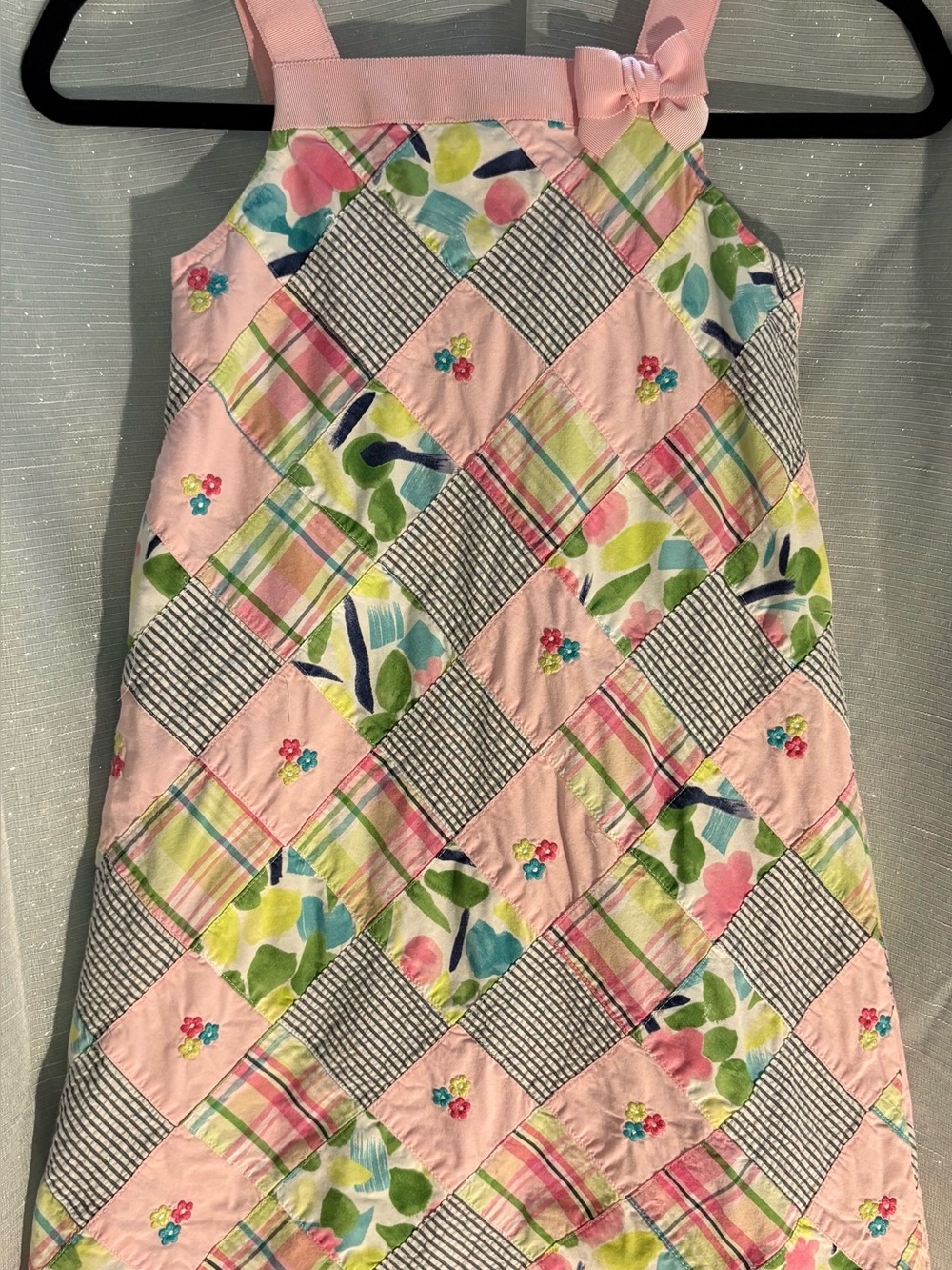 Vintage Gymboree Girls Size 8 Pink Pastel Patchwork Garden Party Cotton Sundress